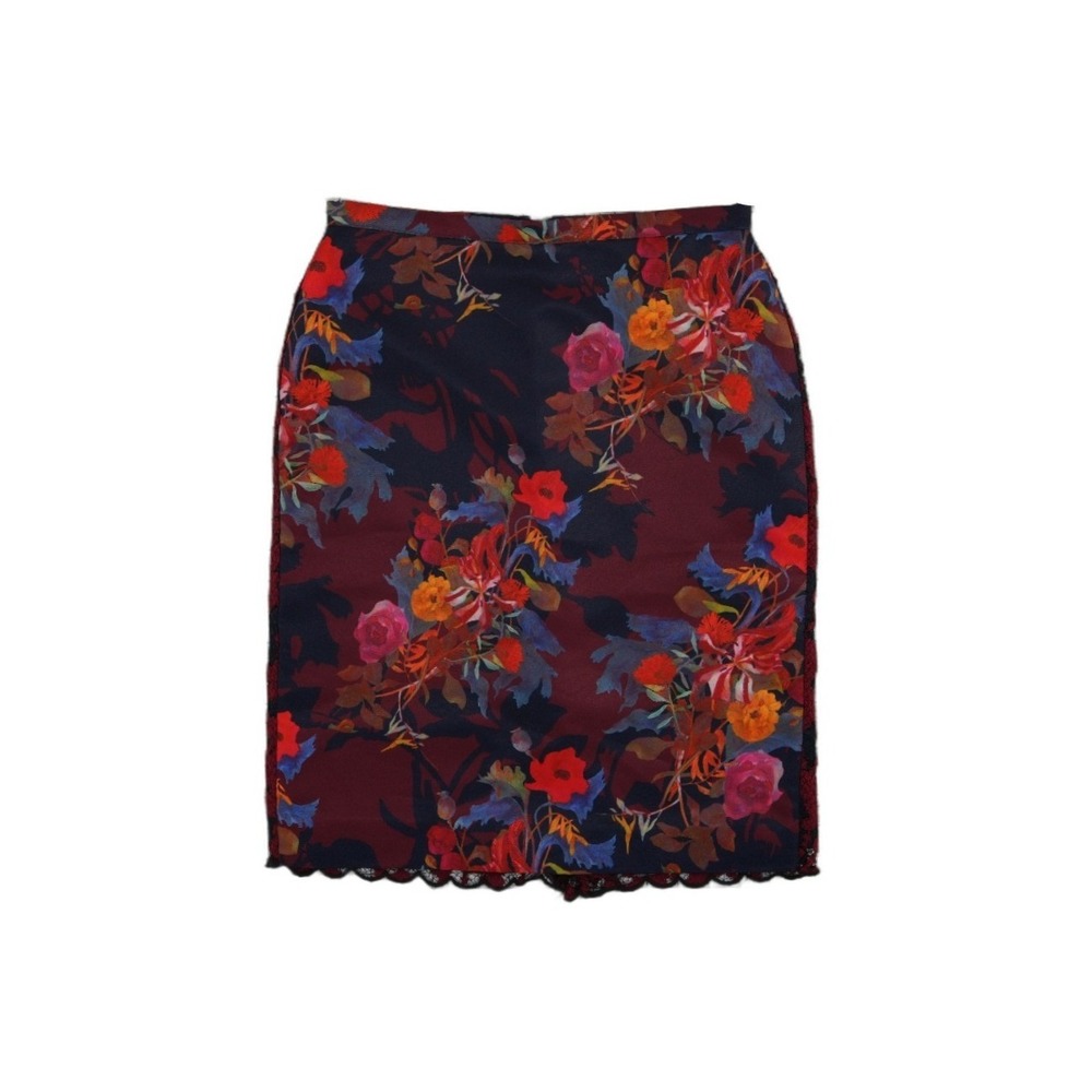 Leifsdottir Pencil Skirt Women's Size 2 Multicolor Black Floral Lace Hem‎